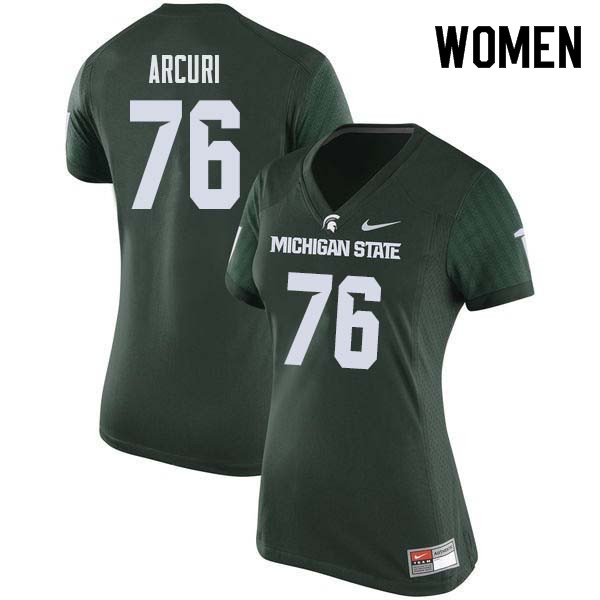 Women #76 AJ Arcuri Michigan State College Football Jerseys Sale-Green